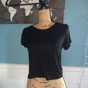 Black Crop Top with Pocket
